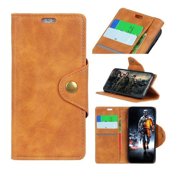 Nokia 5.1 Plus mobilfodral syntetläder silikon plånbok stående - Brun Brun
