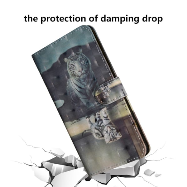 Samsung Galaxy J8 (2018) magnetiskt flipfodral i läder med mönstertryck - Katt multifärg
