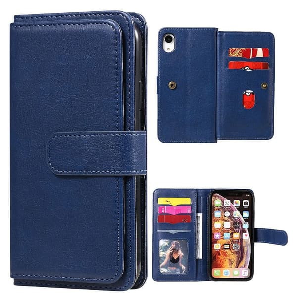 iPhone Xr etui med pung & 10 kortpladser – Blå Blue