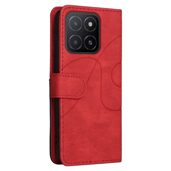Teksturert læretui med stropp for Honor X5b Plus / Honor X5b - Rød Red