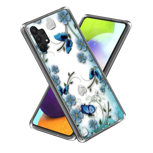 Deco Samsung Galaxy A13 4G Etui - Sommerfugl og Blomster Multicolor