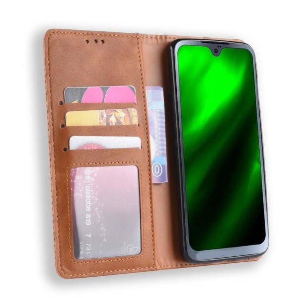 Motorola Moto G7 plånboksfodral i vintagestil med magnetstängnin Brun