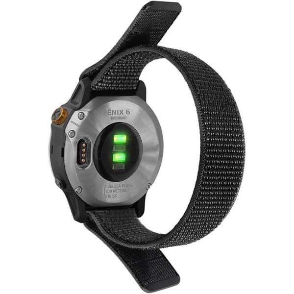 Garmin Fenix 6X nylon silmukkakiinnitteinen kellon hihna - Musta Black