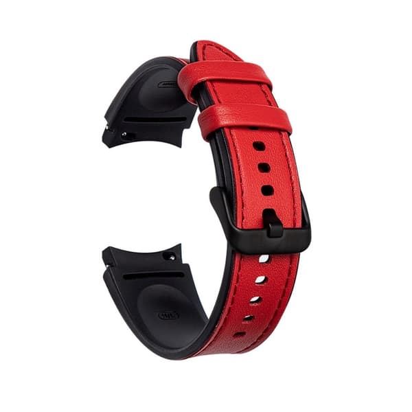 20 mm Samsung Galaxy Watch 4 urrem i læder - Rød Red