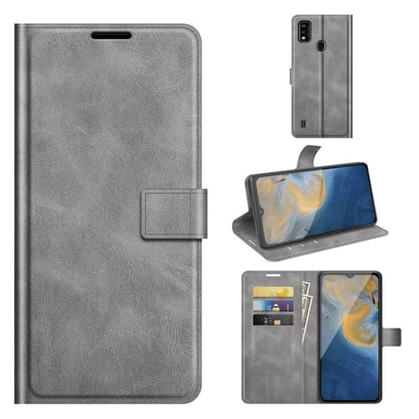 Lompakko Nahkakotelo For ZTE Blade A51 - Harmaa Silver grey