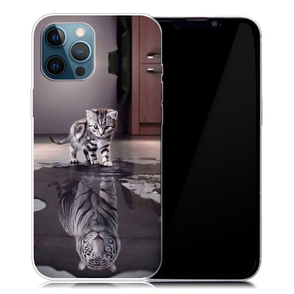 Deco iPhone 13 Pro skal - Katt Och Tiger Silvergrå
