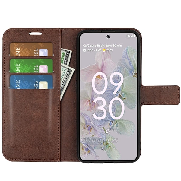Læderetui med Pung til Google Pixel 6a - Brun Brown