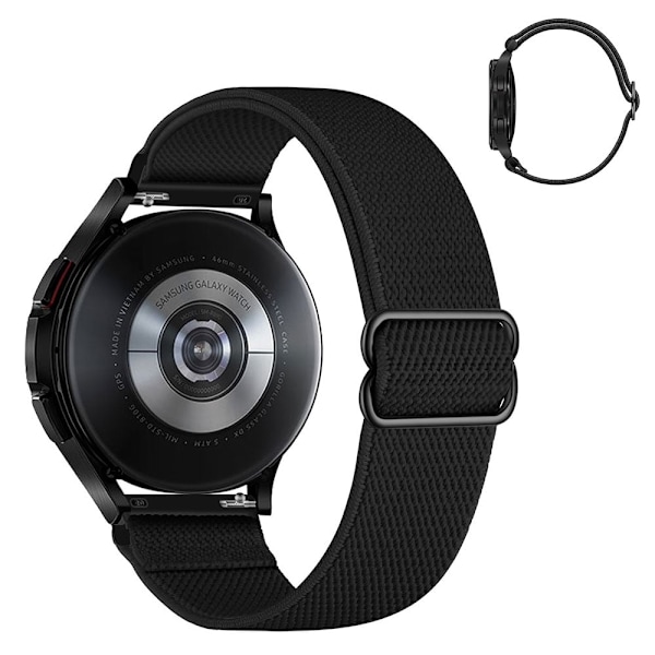 20 mm universellt elastiskt klockarmband i nylon - Svart Svart