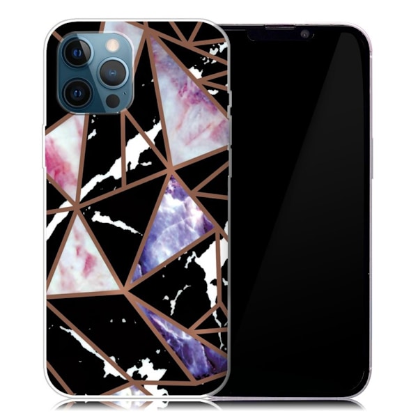 Marmordesign iPhone 13 Pro Max deksel - Svart / Rose / Blå Multicolor