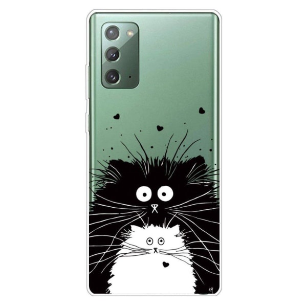 Deco Samsung Galaxy Note 20 skal - Svart Och Vit Katt Vit