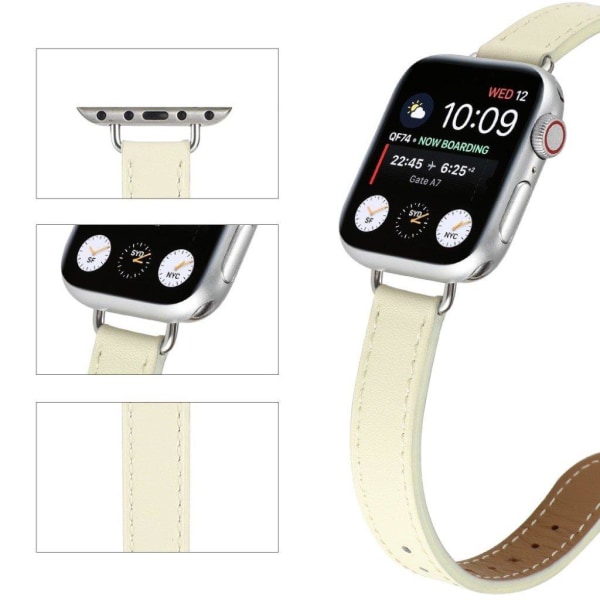 Apple Watch 42mm - 44mm screw design leather watch strap - White Vit