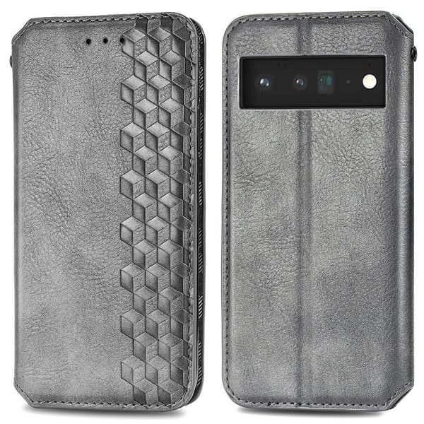 Læder Etui med A Stilfuldt Rhombus Tryk til Google Pixel 6 Pro - Grøn Green