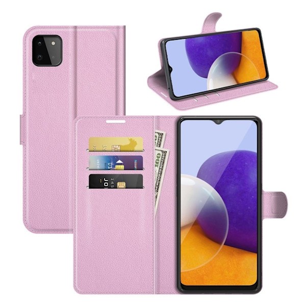Classic Samsung Galaxy A22 5G Flip Etui - Lyserød Pink