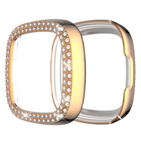 Fitbit Versa 3 / Sense dual-row strass ram - rosa guld Rosa