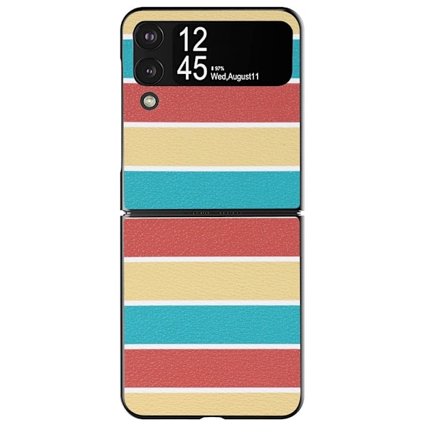 Samsung Galaxy Z Flip3 5G läderfodral med mönstertryck - Gula Ränder multifärg