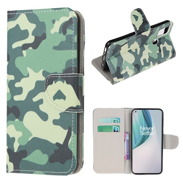 wonderland OnePlus Nord N10 5G flip etui - camouflage Green