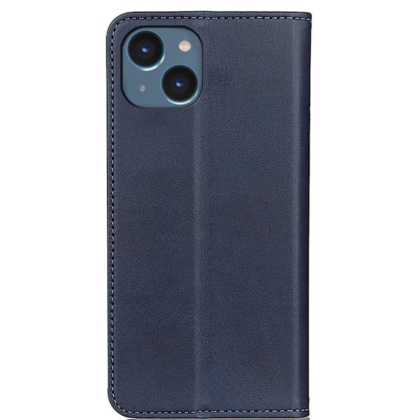 iPhone 14 flip etui i ægte læder med pung – Blå Blue