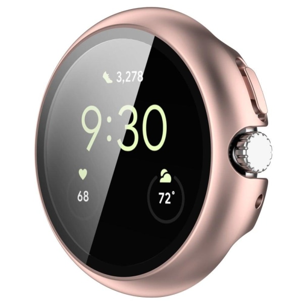 Google Pixel Watch cover with tempered glass - Rose Gold Pink