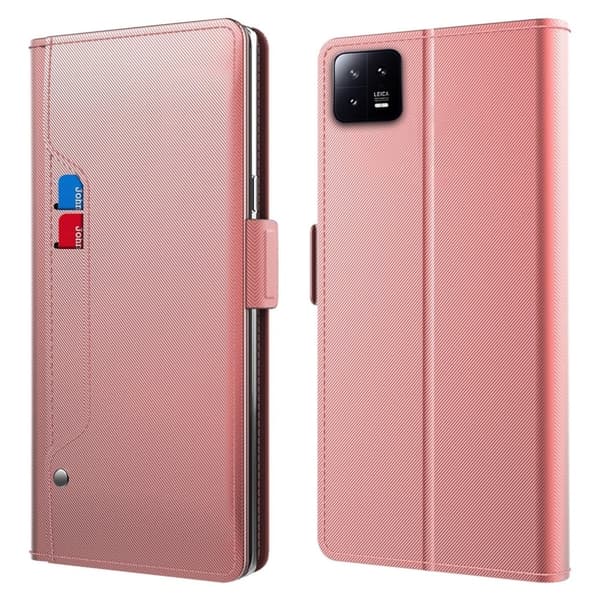 Phone Etui med Make-up Mirror og Slick Design til Xiaomi 13 - Rose Gull Pink