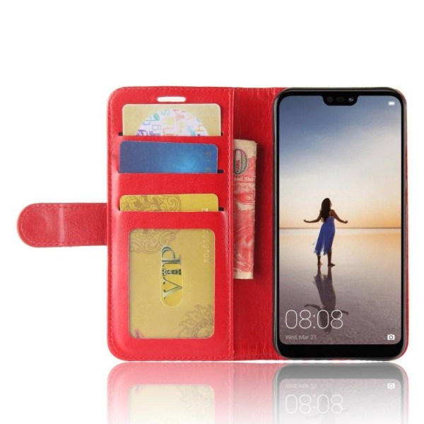 Crazy Horse Huawei P20 Lite PU læder flip etui - Rød Red