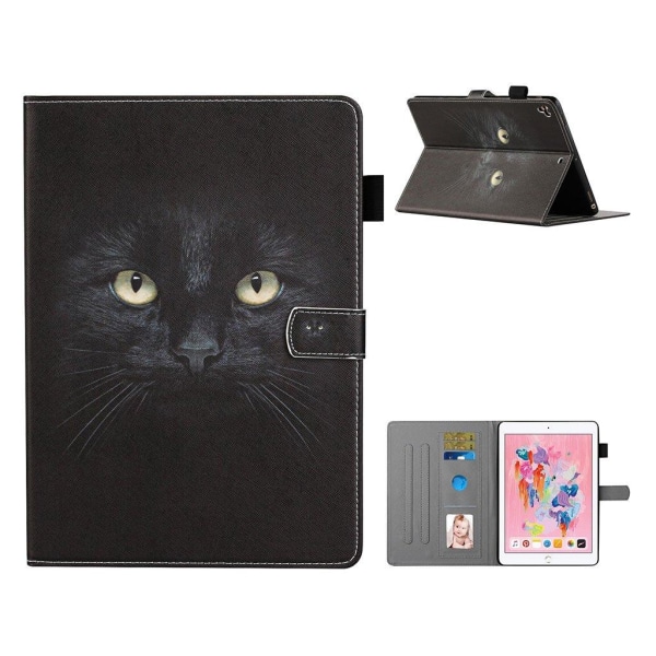 iPad (2018) pattern leather flip case - Cat Face Black
