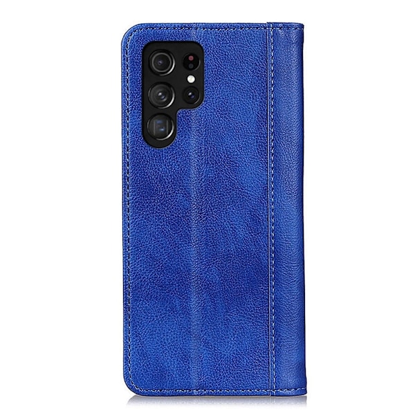 Aito nahkakotelo magneettisuljuksella Samsung Galaxy S22 Ultra - Sininen Blue