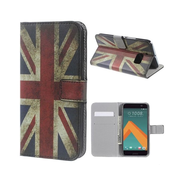 Moberg HTC 10 Nahkakotelo Läpällä - Retro Britannian Lippu Multicolor