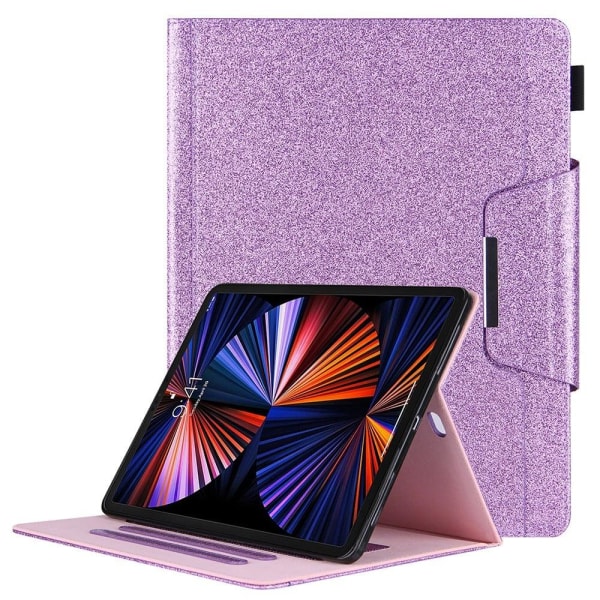 Kortspor Design Vegansk Læder Stand Tablet Cover med Auto Wake / Purple