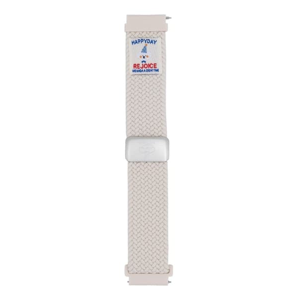 22mm Universal Watch Band Top Hat Puppy Pattern Magnetiskt spänne Flätat nylonarmband - Stjärnljus Vit