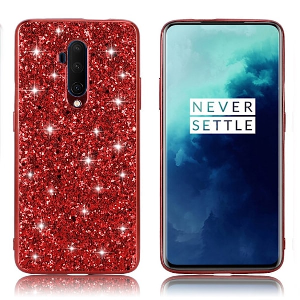 Glitter OnePlus 7T Pro deksel - Rød Red