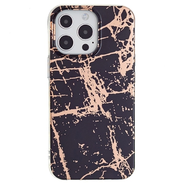 Marble iPhone 15 Pro Max Suojakotelo - Electroplated Musta Marble Black