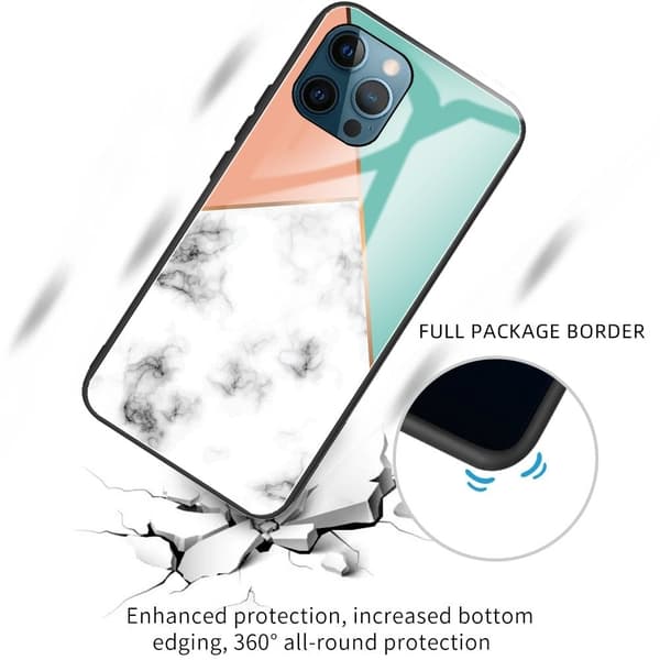 Fantasy Marmor iPhone 15 Pro Max skal - Teal / Orange / Vit Marmor multifärg