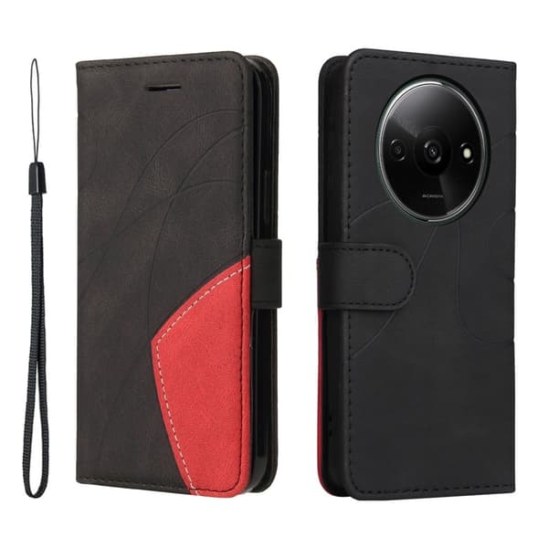 Tekstureret Xiaomi Redmi A3 / Xiaomi Poco C61 læderetui med rem - Sort Black