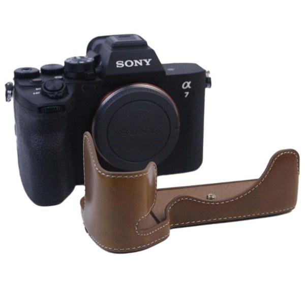 Sony A7S III half-body PU leather case - Brown Brun