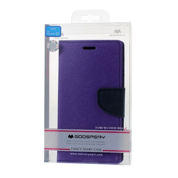 Mercury Goospery Nahkakotelo Samsung Galaxy J3 (2016) Puhelimelle - Violetti Purple