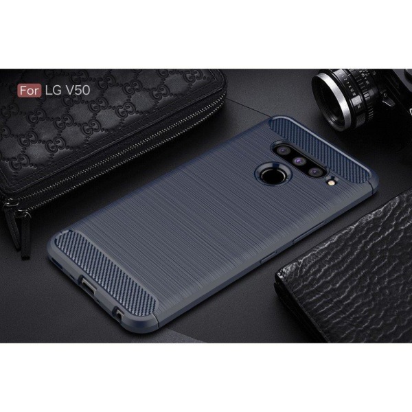 Carbon Flex LG V50 ThinQ cover - Blå Blue