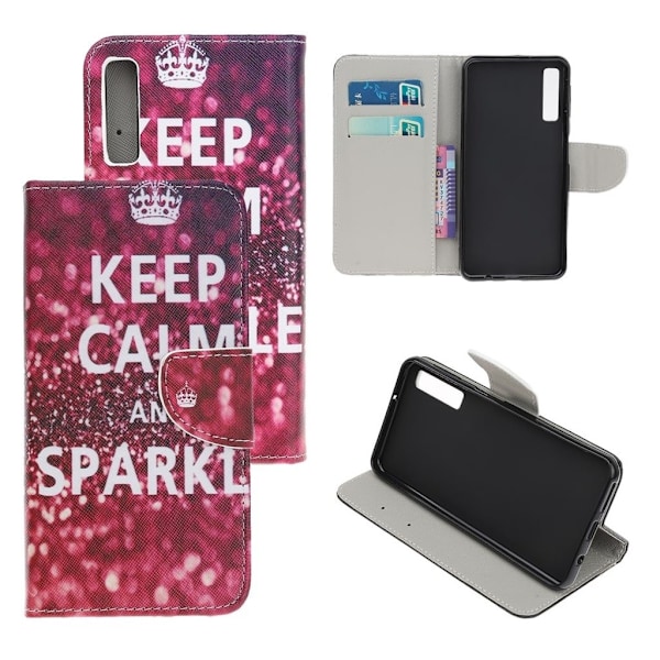Wonderland Samsung Galaxy A70 etui - Citat: Keep Calm and Sparkle Multicolor
