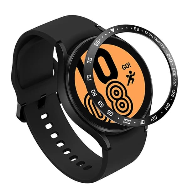 Samsung Galaxy Watch 4 (40 mm) med dekorativ ramme i rustfrit stål - Sort / Hvid Multicolor