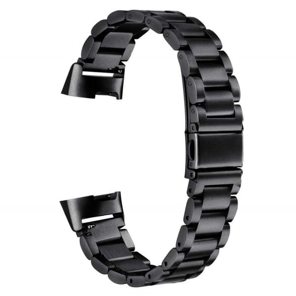 Fitbit Charge 3 erstatnings urrem i stainless stål med sommerfuglespænde - Sort Black