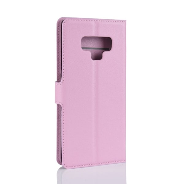 Samsung Galaxy Note9 mobiletui i kunstlæder med Litchi overfalde samt pung - Lyserød Pink