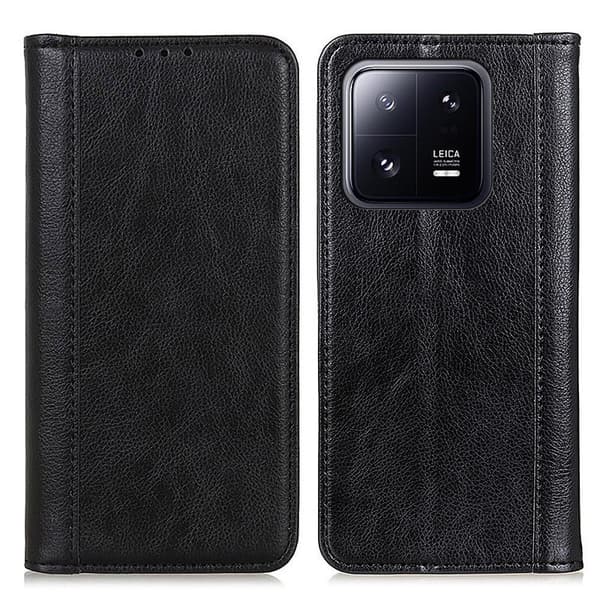 Xiaomi 13 Pro ægte læderetui med magnetisk lukning - Sort Black