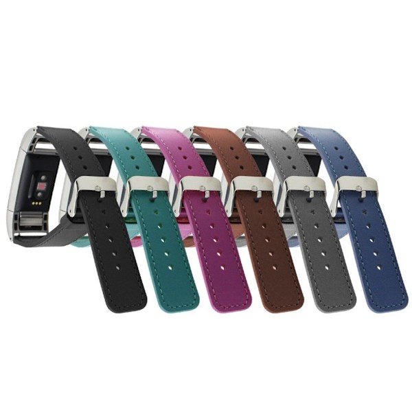 Fitbit Charge 2 urrem i ægte læder - Sort Black