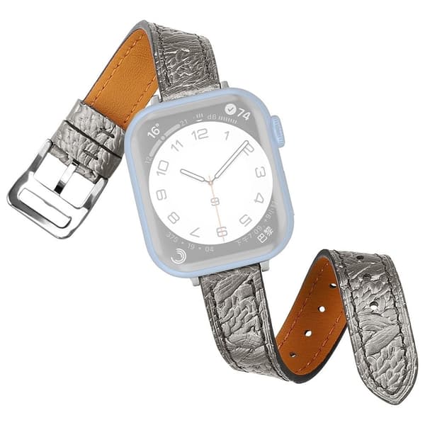 Apple Watch (45 mm) klockarmband i äkta läder med vävd textur - Grå Silvergrå