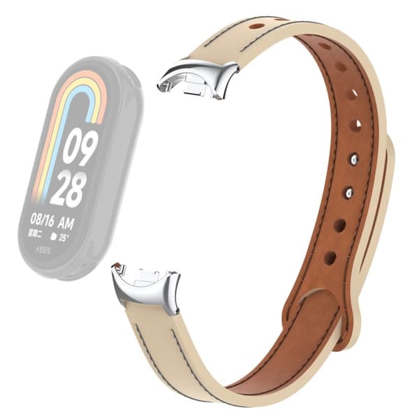 Xiaomi Smart Band 8 Ægte læderrem med stik - Aprikos Brown