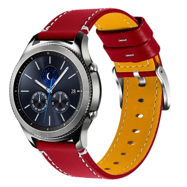 Samsung Gear S3 Frontier / S3 päällimmäinen naudannahkainen kellonhihna - Punainen Red