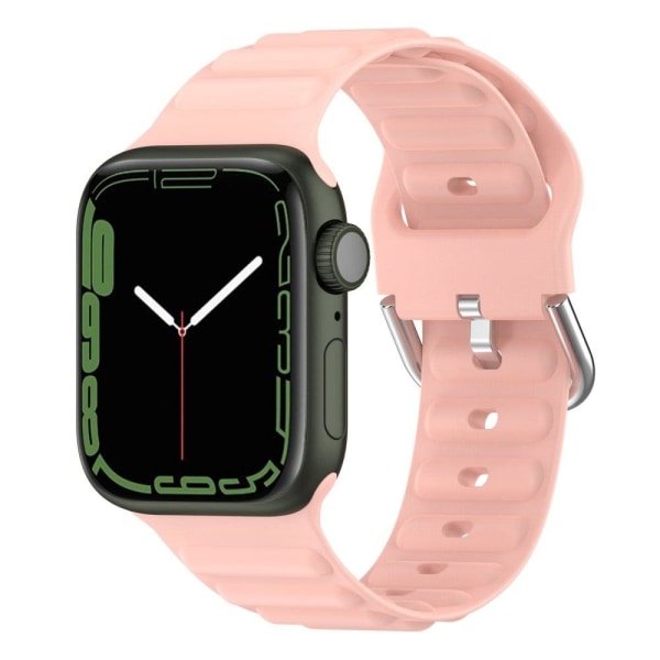 Apple Watch Series 8 (41mm) silikoneurrem i bølgekornstil - Lyserød Pink