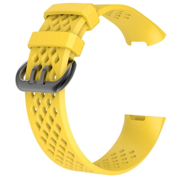 Fitbit Charge 3 ihåligt utbytbart klockarmand av mjukt silkonplast med klassiskt lås - Gul Gul