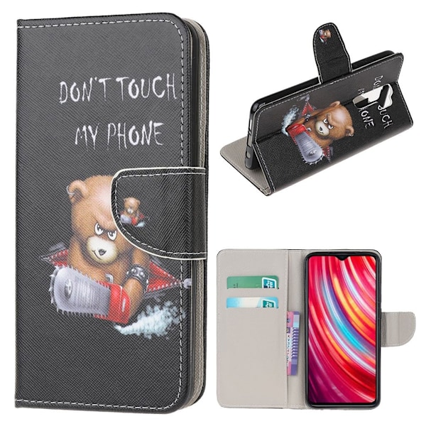 Wonderland Xiaomi Redmi Note 8 Pro Etui - Brun Bjørn og Advarende Ord Multicolor