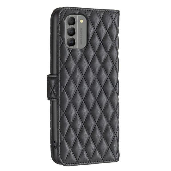 Rombuskuvioinen matta läppäkotelo Nokia G310 - Musta Black