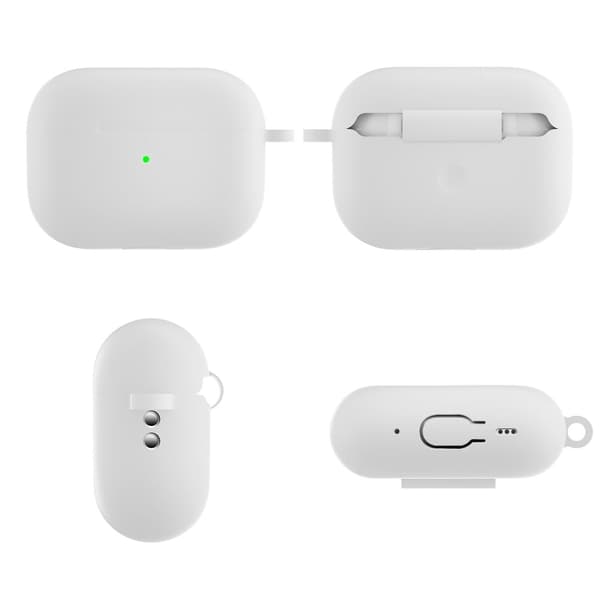 AirPods Pro 2 silikonetui med karabinkrok - Hvit White